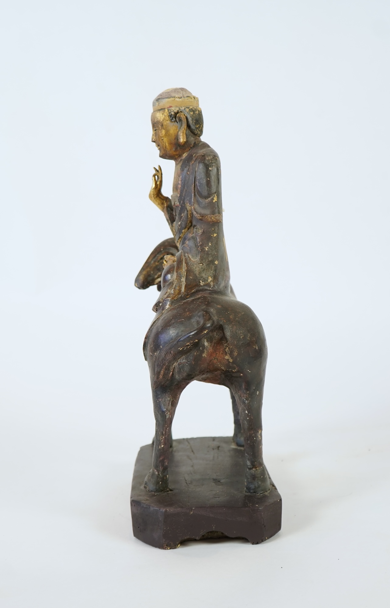 A large Chinese gilt and polychrome lacquered stucco work and wood figure of Samantabhadra on an elephant, Yuan-Ming dynasty